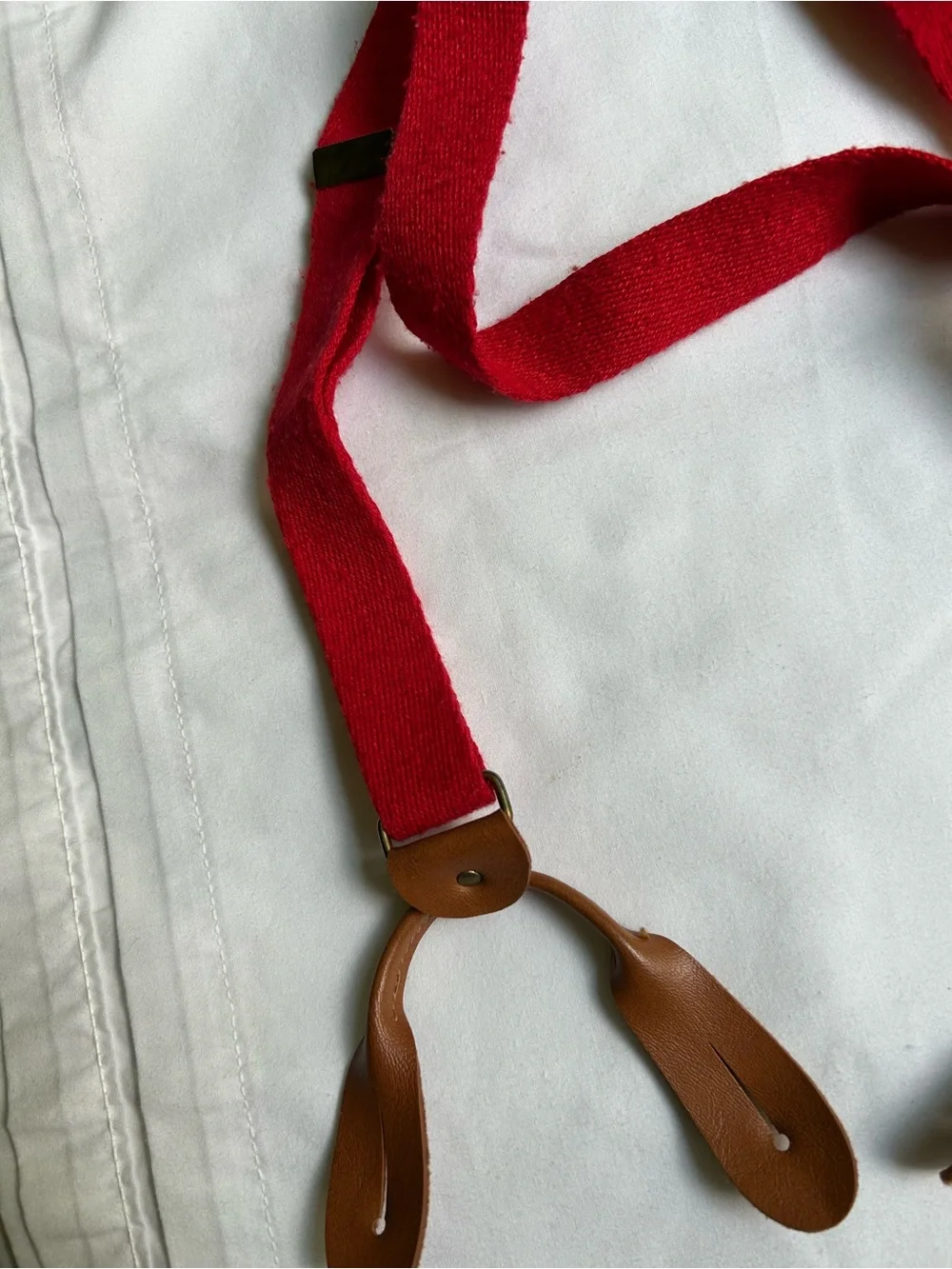 Levi’s Red Suspenders with Brown Leather Accents